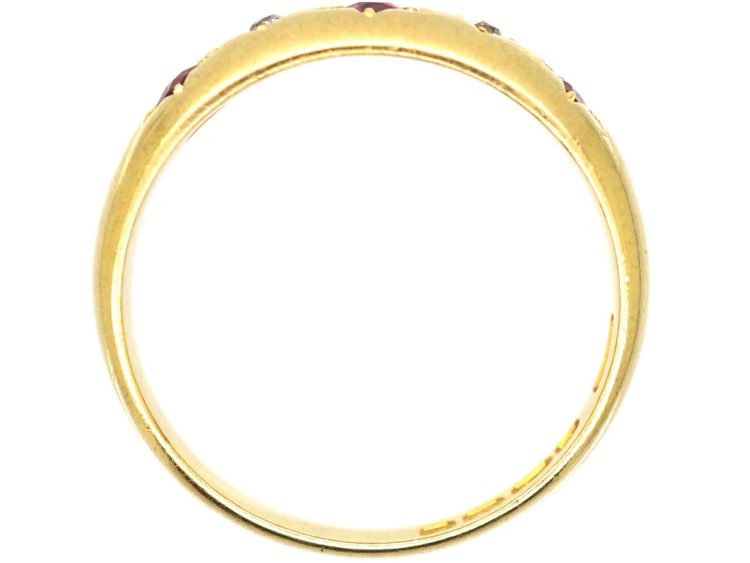Edwardian 18ct Gold, Five Stone Ruby & Diamond Gypsy Ring