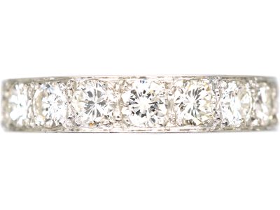 Art Deco Platinum Wide Eternity Ring set with Diamonds