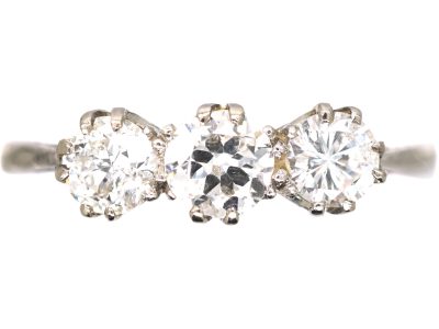 Early 20th Century 18ct White Gold & Platinum, Three Stone Diamond Ring