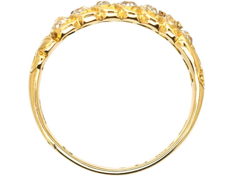 Victorian 14ct Gold Ruby & Diamond Slanting Style Ring