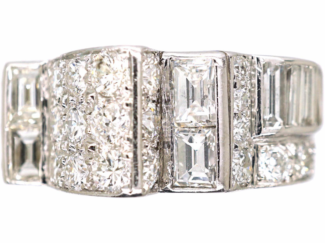 Retro 18ct White Gold Diamond Set Tank Ring (482Z) | The Antique ...