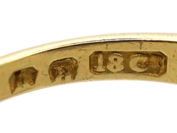 Victorian 18ct Gold Emerald & Diamond Three Stone Ring