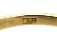 Edwardian 18ct Gold, Five Stone Diamond Carved Half Hoop Ring
