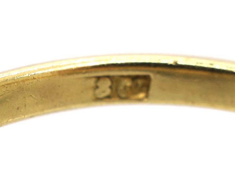 Edwardian 18ct Gold, Five Stone Diamond Carved Half Hoop Ring