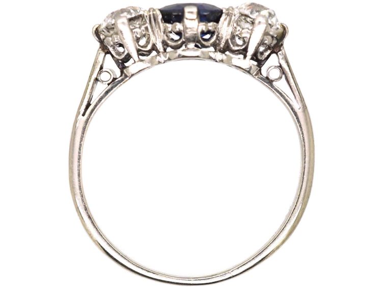 Early 20th Century Platinum & 18ct Gold, Sapphire & Diamond Three Stone Ring