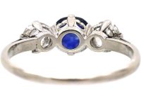 Early 20th Century Platinum & 18ct Gold, Sapphire & Diamond Three Stone Ring