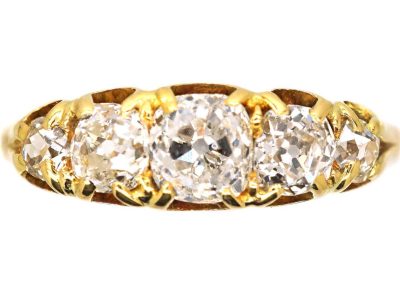 Victorian 18ct Gold Five Stone Old Mine Cut Diamond Ring