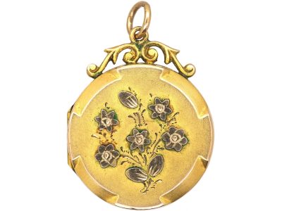 Edwardian 9ct Gold Back & Front Round Locket with Roses Motif