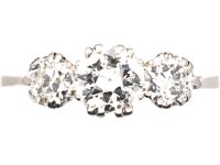 Early 20th Century Platinum Claw Set Three Stone Diamond Ring