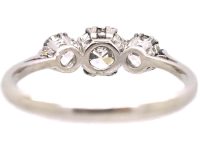 Early 20th Century Platinum Claw Set Three Stone Diamond Ring