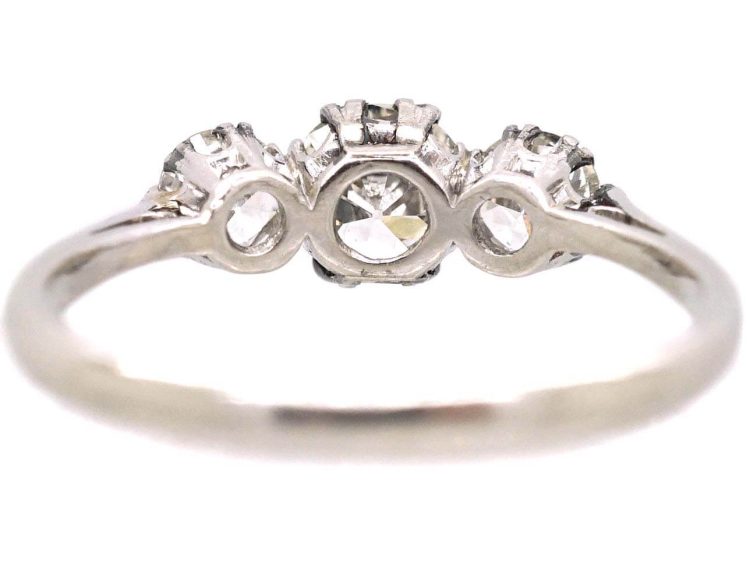 Early 20th Century Platinum Claw Set Three Stone Diamond Ring