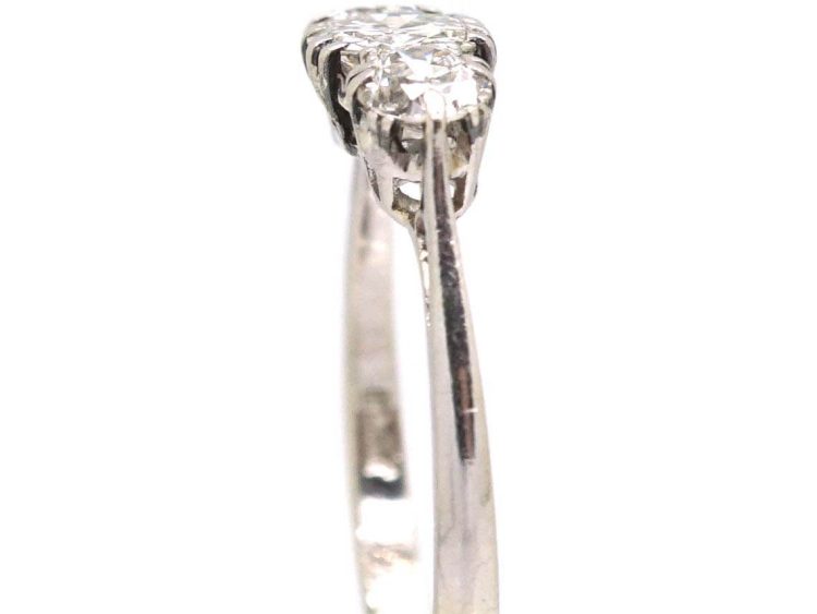 Early 20th Century Platinum Claw Set Three Stone Diamond Ring