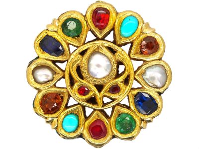 Early 20th Century 18ct Gold Multi Gem Brooch Mounted by Cartier, Paris