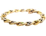 Edwardian 15ct Gold & Platinum Curb Bracelet set with Green Garnets & Diamonds