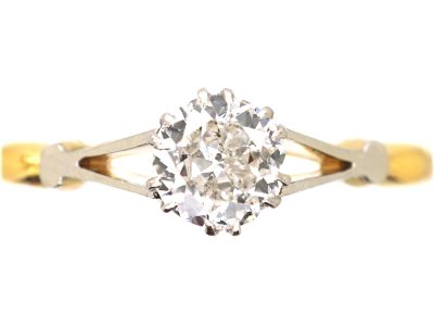 Early 20th Century 18ct Gold & Platinum, Diamond Solitaire Ring