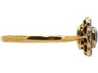 Edwardian 18ct Gold & Platinum Sapphire & Diamond Oval Cluster Ring