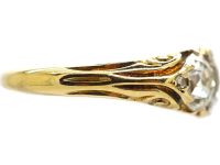 Victorian Three Stone Diamond Carved Half Hoop Ring