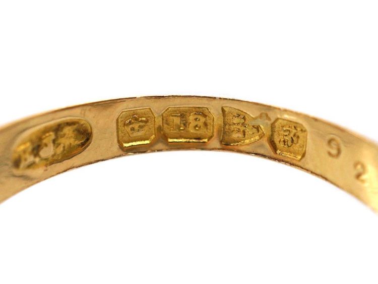 Edwardian 18ct Gold Five Stone Sapphire & Diamond Gypsy Ring