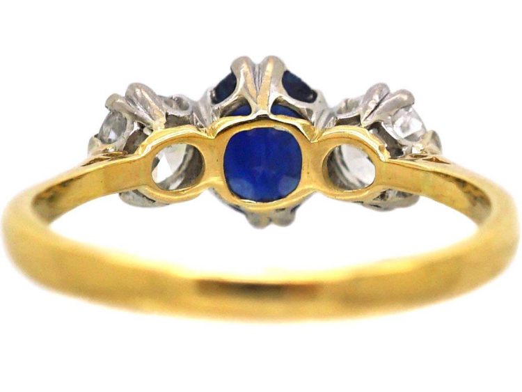 Early 20th Century 18ct Gold & Platinum, Sapphire & Diamond Three Stone Ring