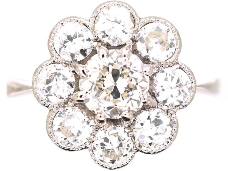 Early 20th Century Platinum Diamond Cluster Ring