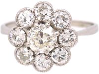Early 20th Century Platinum Diamond Cluster Ring