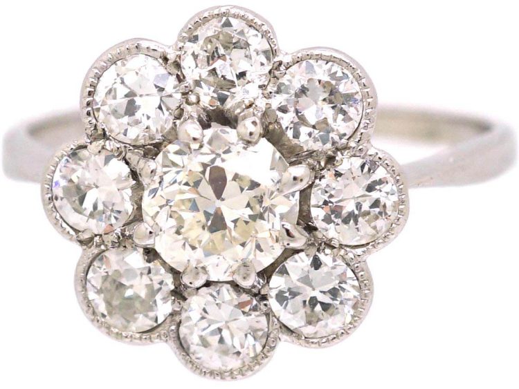 Early 20th Century Platinum Diamond Cluster Ring