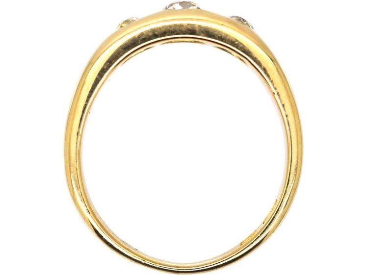 Victorian 18ct Gold Three Stone Diamond Rub Over Ring