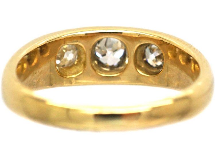 Victorian 18ct Gold Three Stone Diamond Rub Over Ring