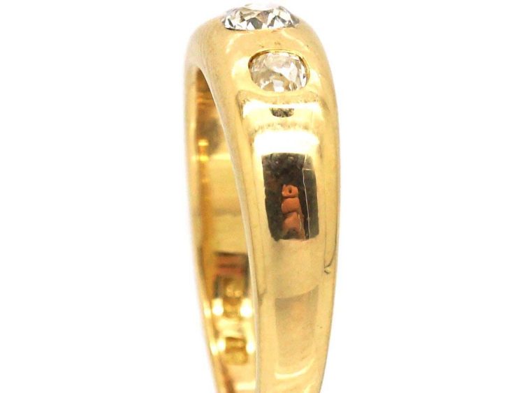 Victorian 18ct Gold Three Stone Diamond Rub Over Ring