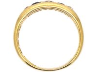 Victorian 18ct Gold Boat Shaped Ring set with Diamonds & Sapphires