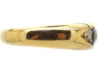 Victorian 18ct Gold Boat Shaped Ring set with Diamonds & Sapphires