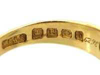 Victorian 18ct Gold Boat Shaped Ring set with Diamonds & Sapphires
