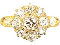 Edwardian 18ct Gold Diamond Cluster Ring with Diamond set Shoulders