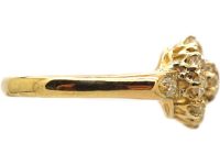 Edwardian 18ct Gold Diamond Cluster Ring with Diamond set Shoulders