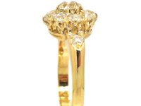 Edwardian 18ct Gold Diamond Cluster Ring with Diamond set Shoulders