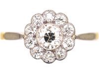 Edwardian 18ct Gold & Platinum Diamond Cluster Ring