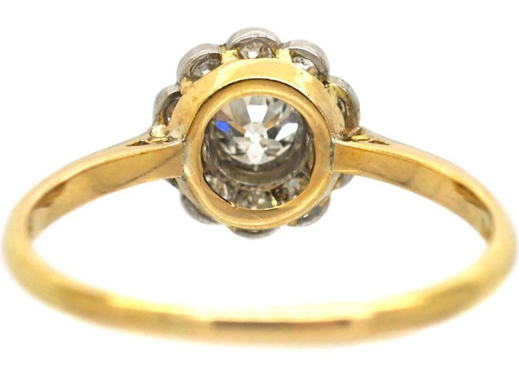 Edwardian 18ct Gold & Platinum Diamond Cluster Ring
