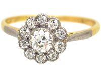 Edwardian 18ct Gold & Platinum Diamond Cluster Ring