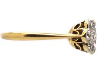 Edwardian 18ct & Platinum Triple Pansy Cluster Ring set with Diamonds