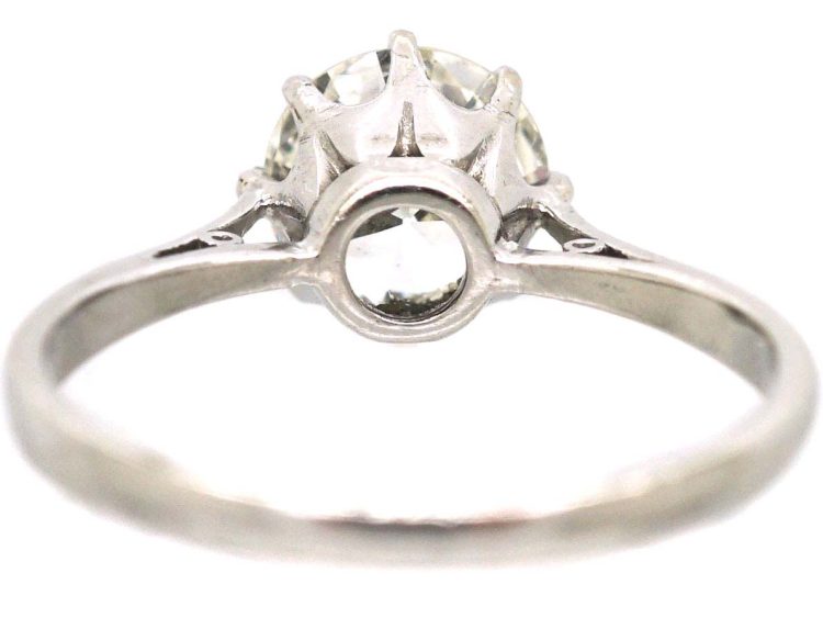 Early 20th Century Platinum Solitaire Ring set with a 1.55 Carat Diamond