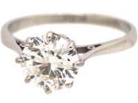 Early 20th Century Platinum Solitaire Ring set with a 1.55 Carat Diamond