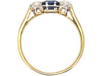 Edwardian 18ct Gold & Platinum Sapphire & Diamond Three Stone Ring