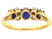 Edwardian 18ct Gold & Platinum Three Stone Sapphire & Diamond Ring