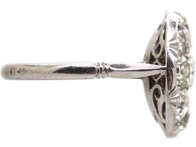 Early 20th Century French Platinum Diamond Cluster Ring