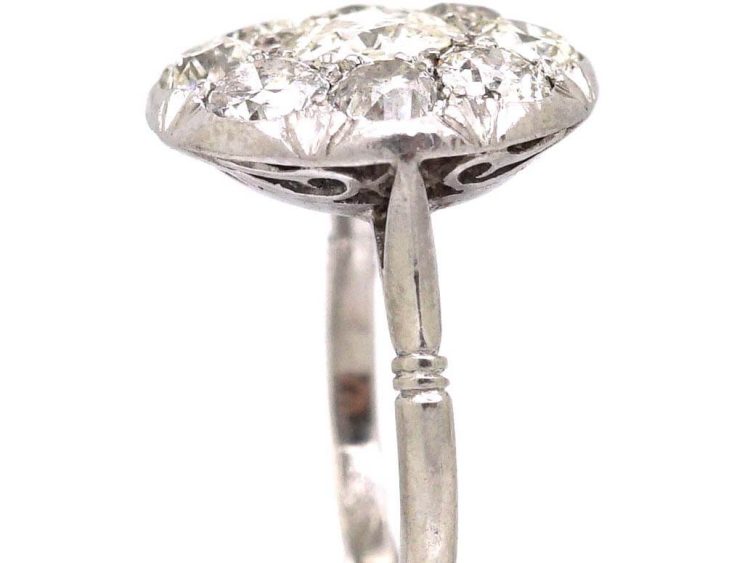 Early 20th Century French Platinum Diamond Cluster Ring