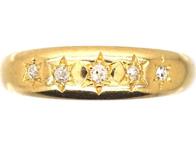 Victorian 18ct Gold Five Stone Diamond Gypsy Ring