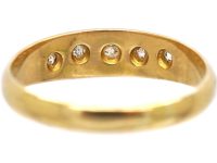 Victorian 18ct Gold Five Stone Diamond Gypsy Ring