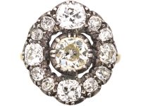 Georgian 18ct Gold & Silver Large Diamond Cluster Ring
