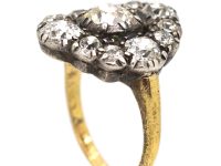 Georgian 18ct Gold & Silver Large Diamond Cluster Ring