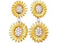 18ct Gold Large Double Drop Coil Motif Earrings set with Diamonds